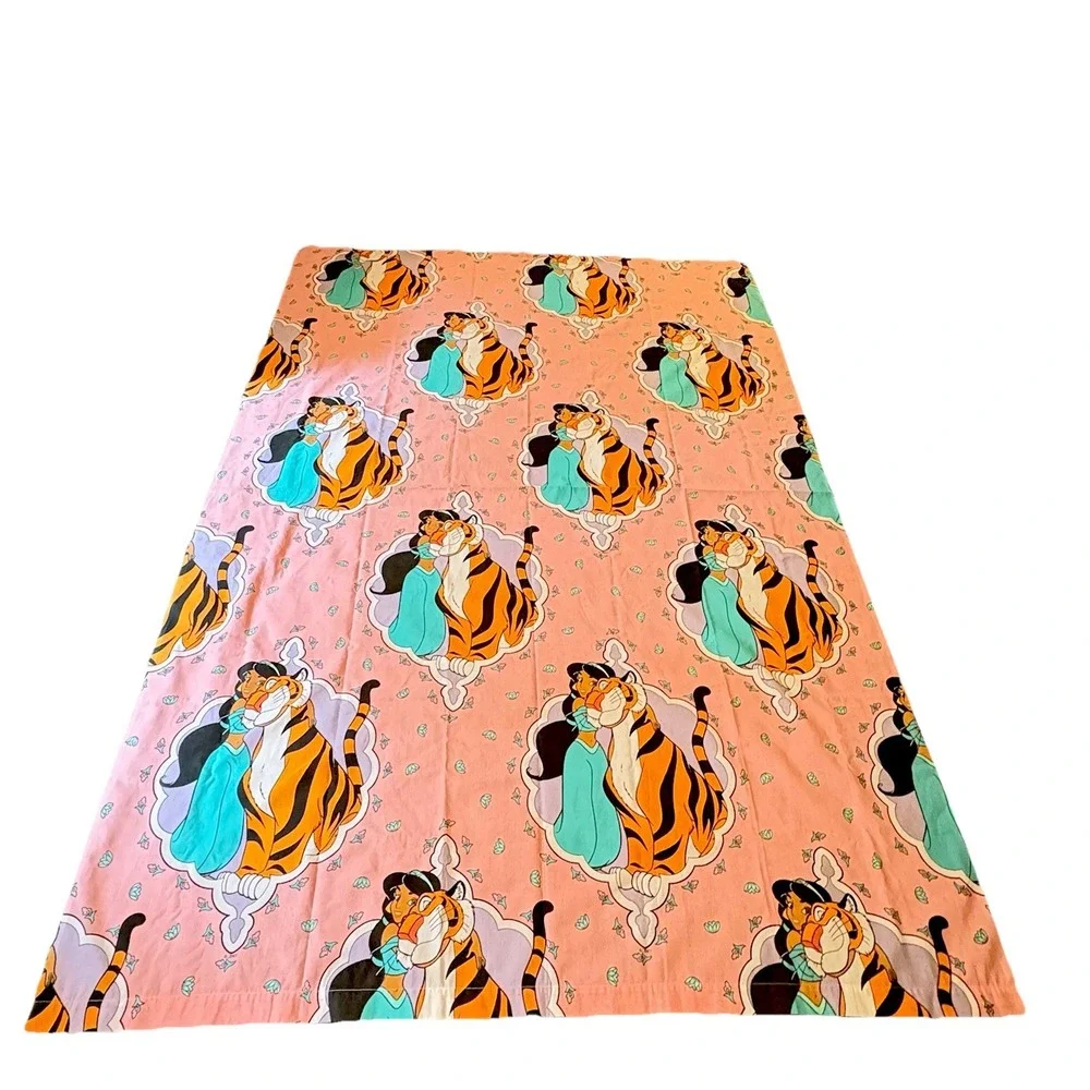 Disney Flat Sheet Jasmine Sheet Aladdin Rajah VTG 90s
